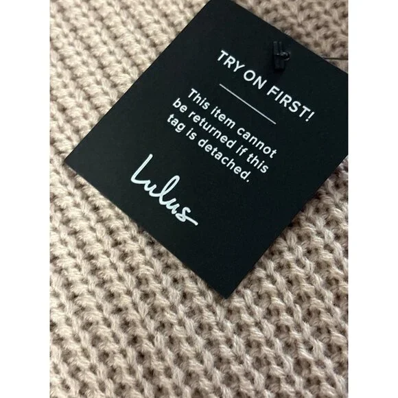 NWT Lulu’s backless/reversible V Knit Sweater Mini Dress Beige Ribbed Small - Picture 5 of 7